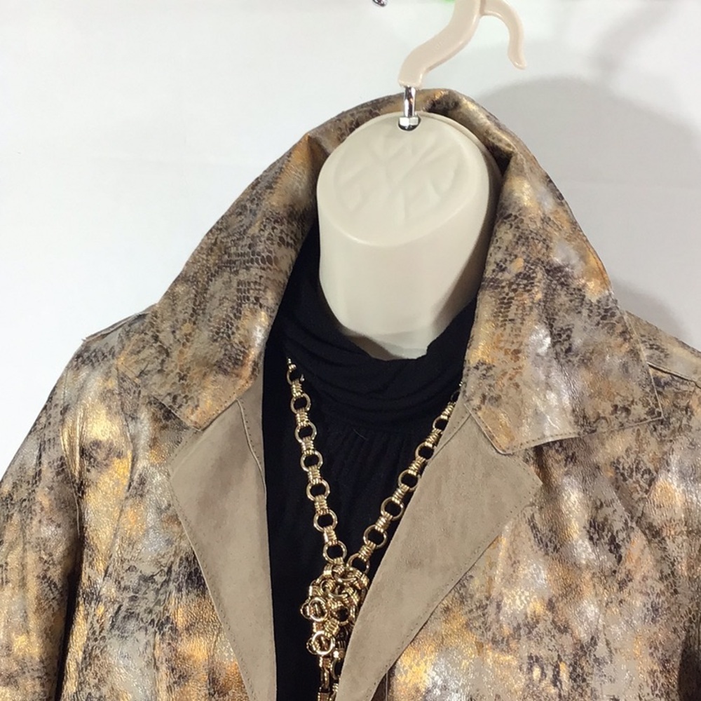 Chico’s Metallic Reversible Button Front Leather … - image 3